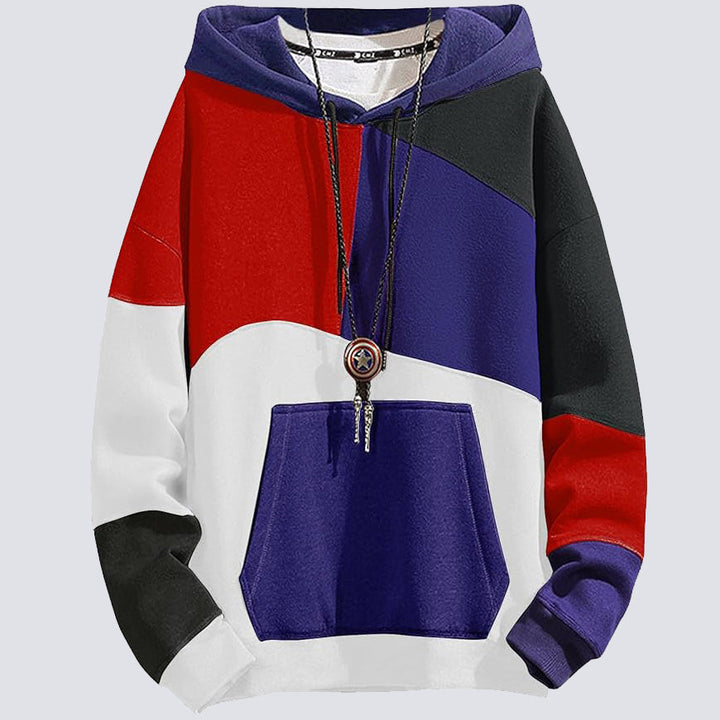 Pull à capuche moderne pour homme, confortable. Style streetwear coloré et urbain tendance.