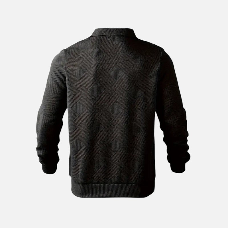 "Sweat-shirt rayé homme col zippé, manches longues, tissu doux et confortable, parfait pour un look décontracté."