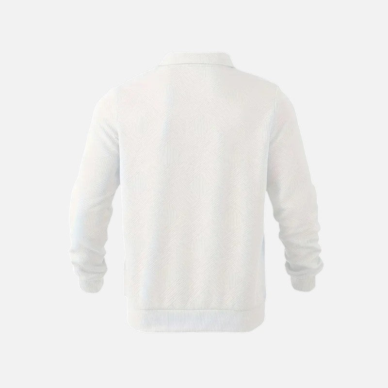 "Sweat-shirt rayé homme col zippé, manches longues, tissu doux et confortable, parfait pour un look décontracté."