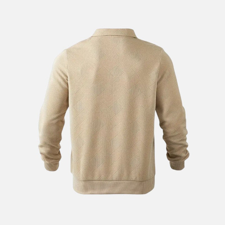 "Sweat-shirt rayé homme col zippé, manches longues, tissu doux et confortable, parfait pour un look décontracté."
