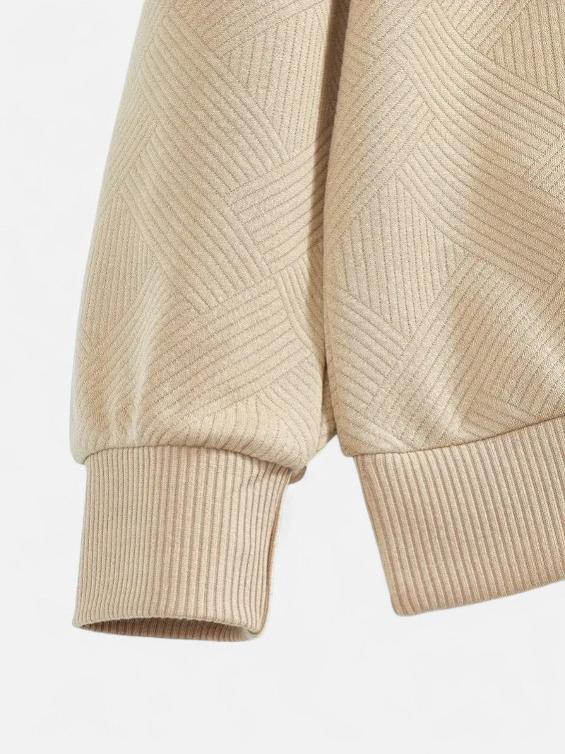 "Sweat-shirt rayé homme col zippé, manches longues, tissu doux et confortable, parfait pour un look décontracté."