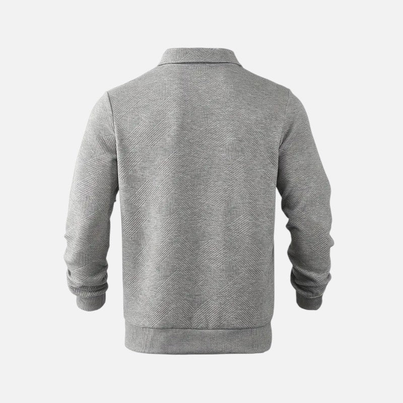 "Sweat-shirt rayé homme col zippé, manches longues, tissu doux et confortable, parfait pour un look décontracté."