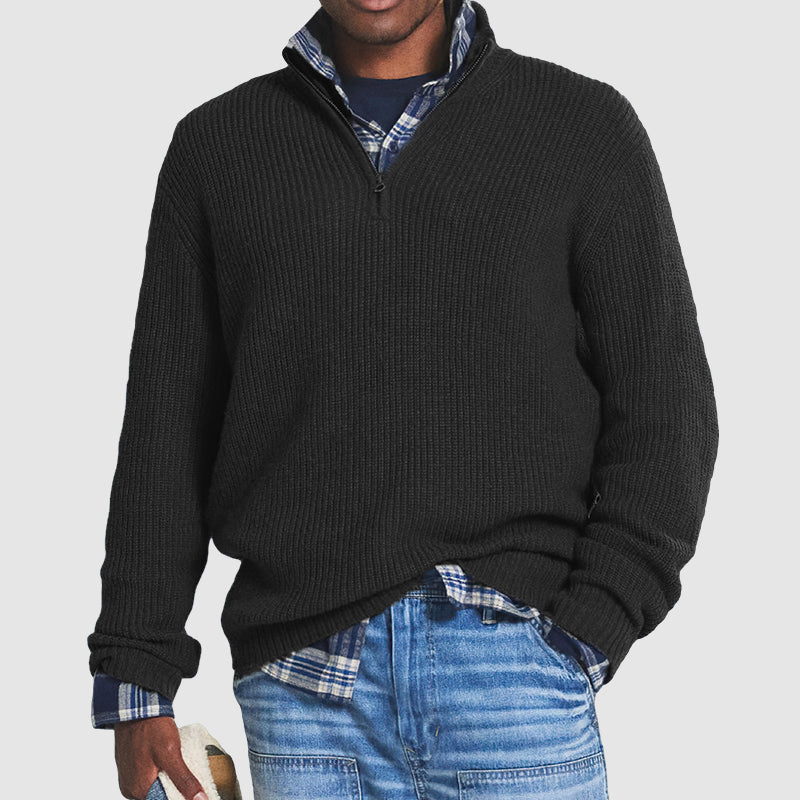 Pull zippé homme décontracté, parfait pour le confort quotidien et la mode masculine moderne.
