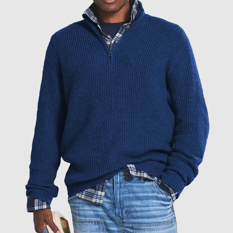 Habillement élégant : sweat zippé homme confortable, parfait pour le bureau ou détente décontractée.