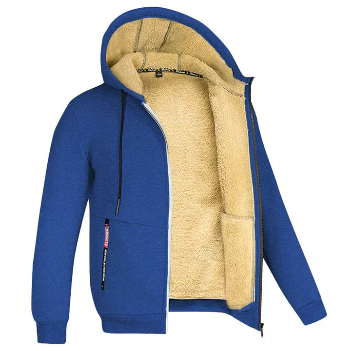 "Sweat zippé à capuche en polaire pour l'hiver, style moderne, disponible en diverses couleurs et tailles S à 3XL."