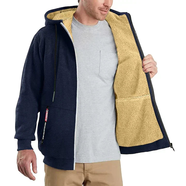 "Sweat zippé à capuche en polaire pour l'hiver, style moderne, disponible en diverses couleurs et tailles S à 3XL."