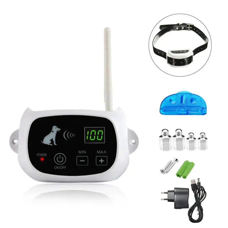 Système dressage chien sans fil rechargeable IP67.  Clôture invisible pour chien, sécurité et liberté.