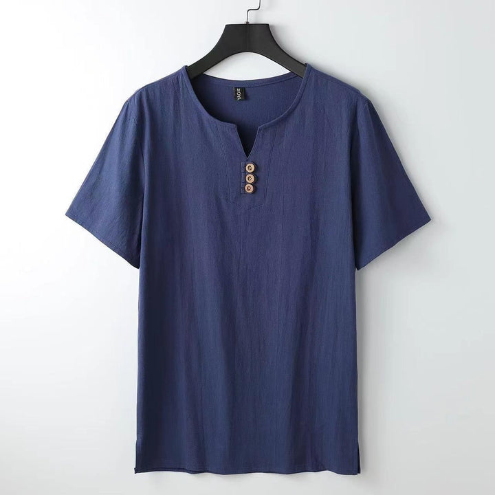 T-shirt Henley décontracté pour homme, col boutonné, léger et stylé, idéal pour l'été et les vacances.