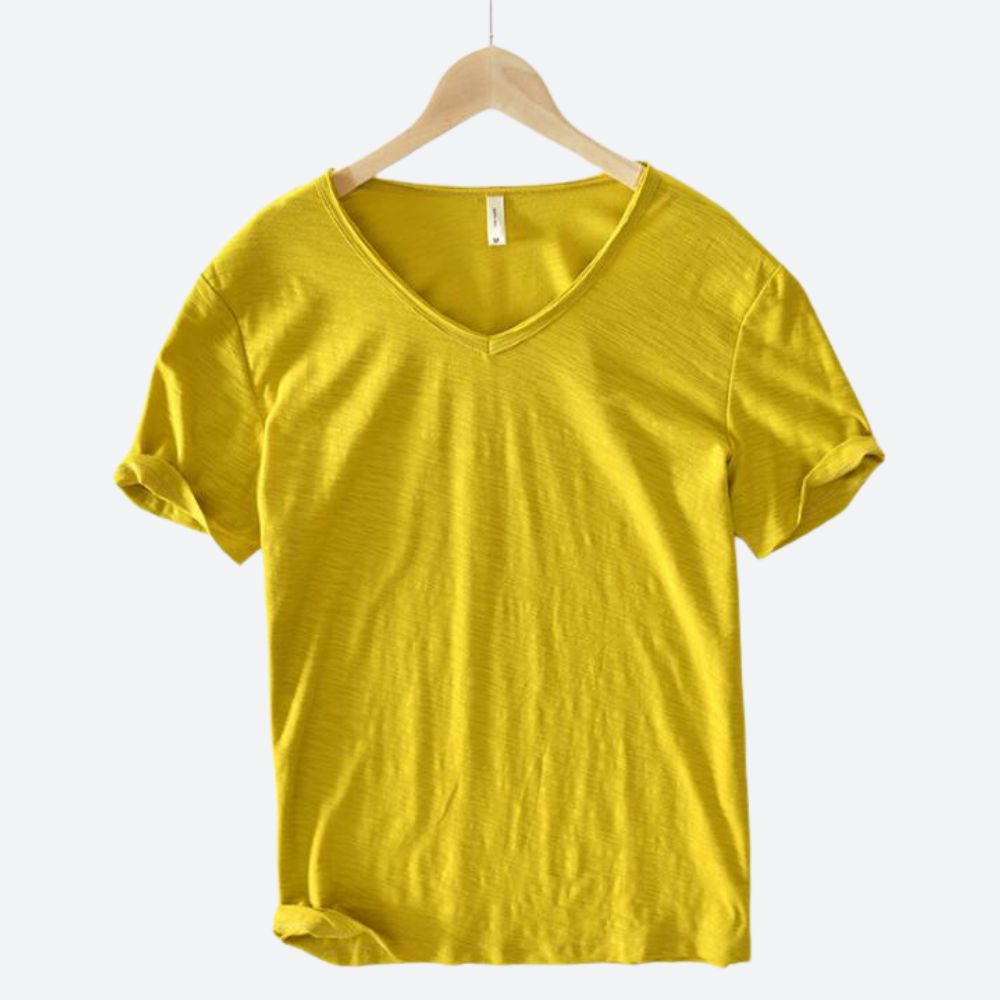 "T-shirt homme été coton lin, respirabilité, style décontracté, couleurs variées, idéal journées chaudes et plein air."