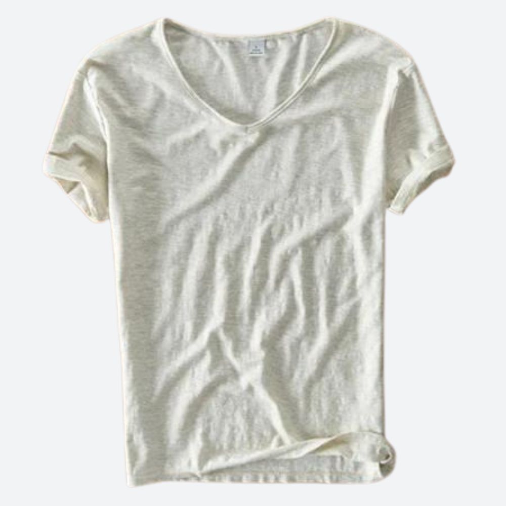 "T-shirt homme été coton lin, respirabilité, style décontracté, couleurs variées, idéal journées chaudes et plein air."