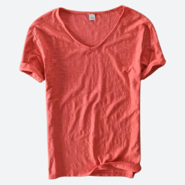 "T-shirt homme été coton lin, respirabilité, style décontracté, couleurs variées, idéal journées chaudes et plein air."