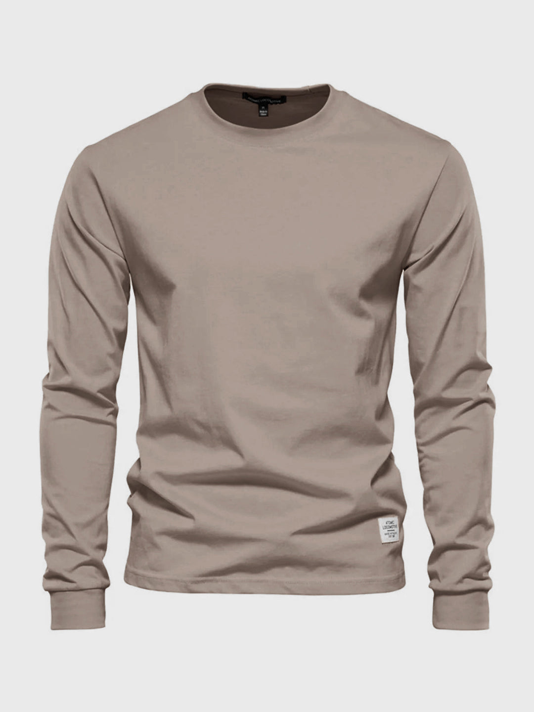 T-shirt homme manches longues col rond décontracté, idéal pour un style quotidien confortable et polyvalent.