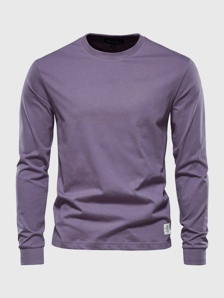 Confortable t-shirt homme manches longues col rond, parfait pour le vêtement quotidien et la mode masculine.