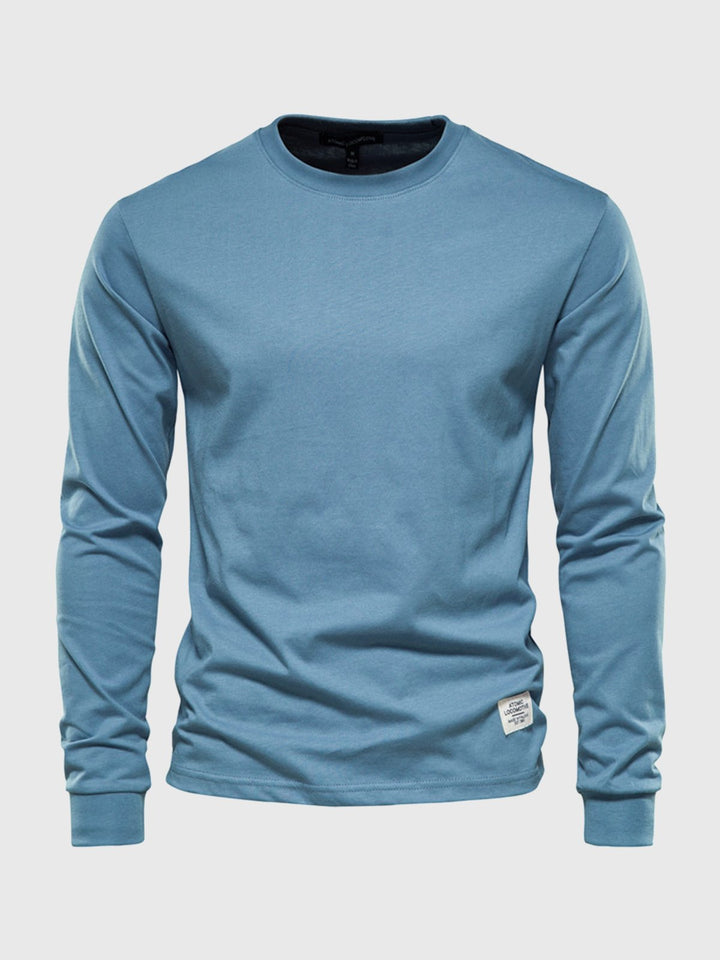 T-shirt homme décontracté à manches longues et col rond, doux et agréable à porter au quotidien.