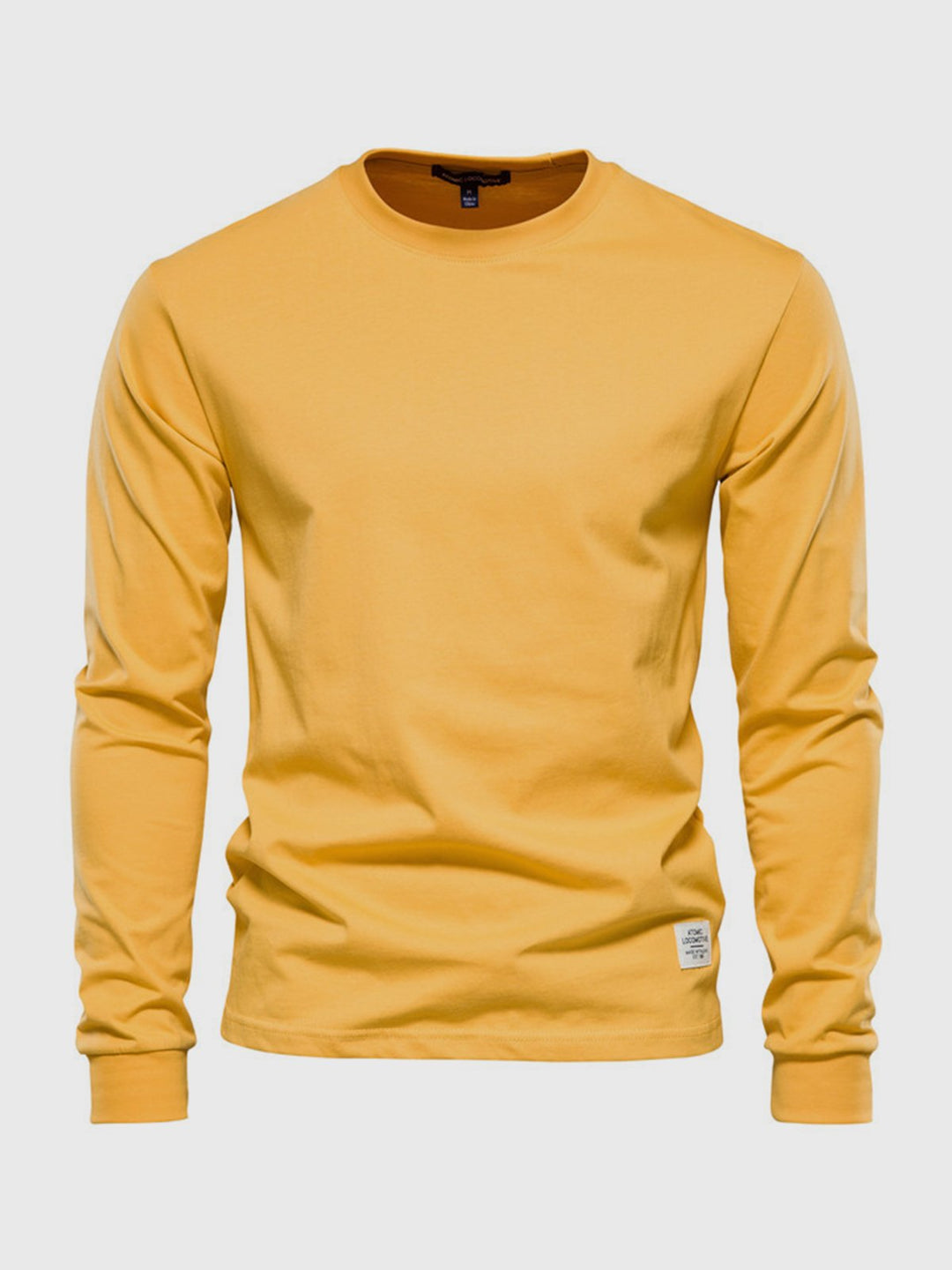 T-shirt homme à manches longues, col rond, style simple et décontracté, idéal pour le confort.