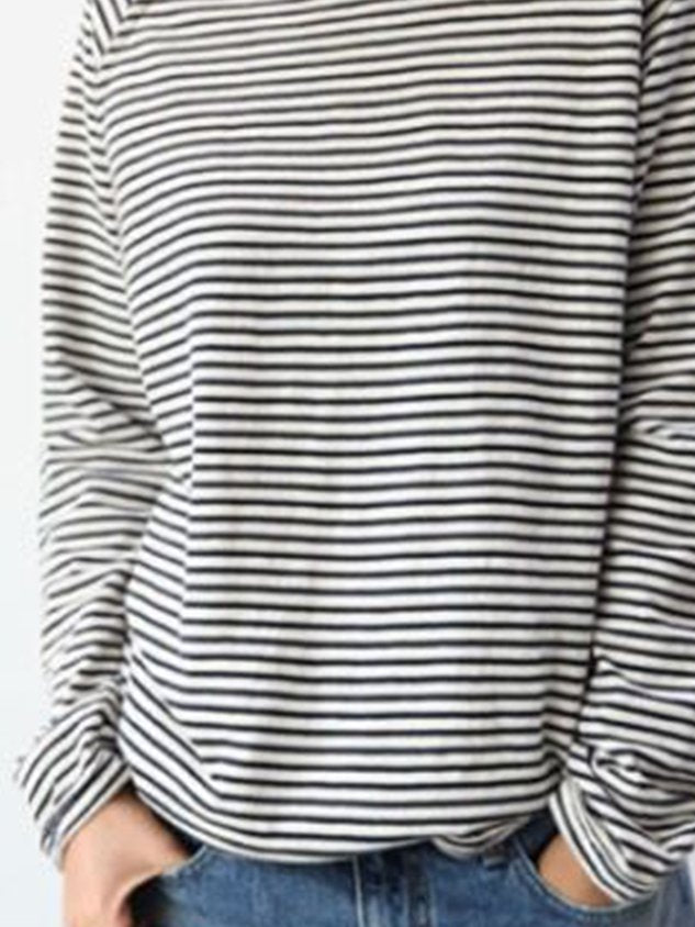 T-shirt femme rayé doux, manches longues. Confort optimal et look chic décontracté pour un usage quotidien.