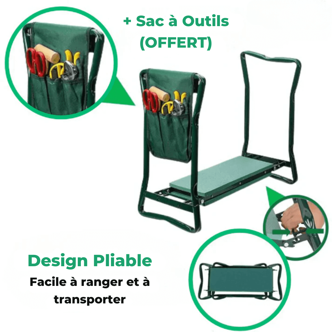 Tabouret agenouilloir ergonomique. Posture améliorée, confort optimal. Design robuste et stable.