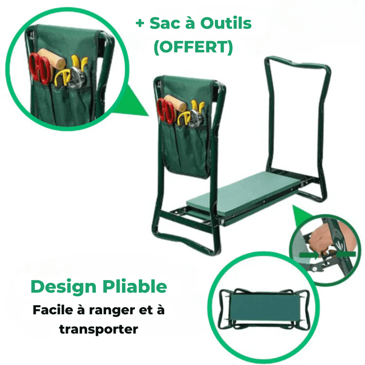 Tabouret agenouilloir ergonomique. Posture améliorée, confort optimal. Design robuste et stable.