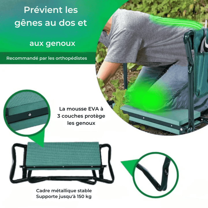 Tabouret agenouilloir ergonomique. Posture améliorée, confort optimal. Design robuste et stable.