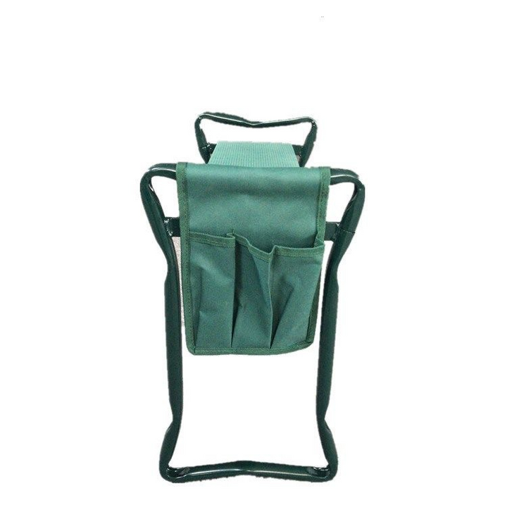 Tabouret jardin pliable avec sac intégré. Siège confortable et robuste pour jardinage.