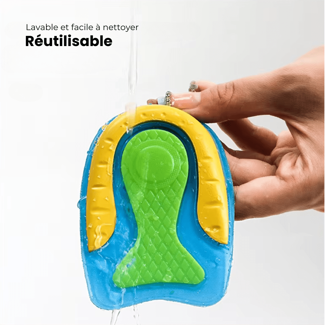 Talonnettes en gel U-Shape, design ergonomique en U, soulagement des douleurs de talon, confort optimal, vue de côté.