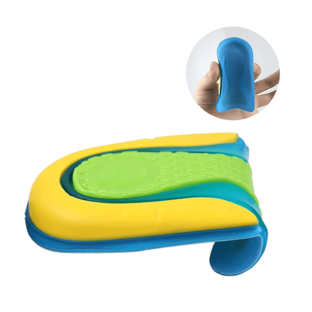 Talonnettes en gel U-Shape, design ergonomique en U, soulagement des douleurs de talon, confort optimal, vue de côté.