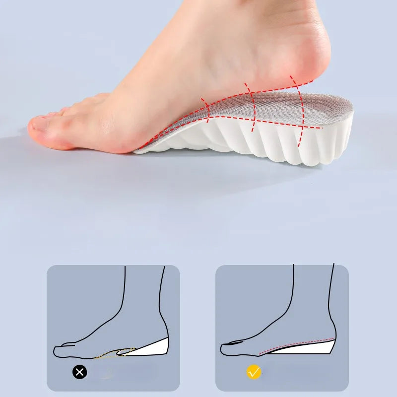 Talonnettes unisexes élastiques 4D, conçues pour le confort quotidien et le soutien des pieds toute la journée.