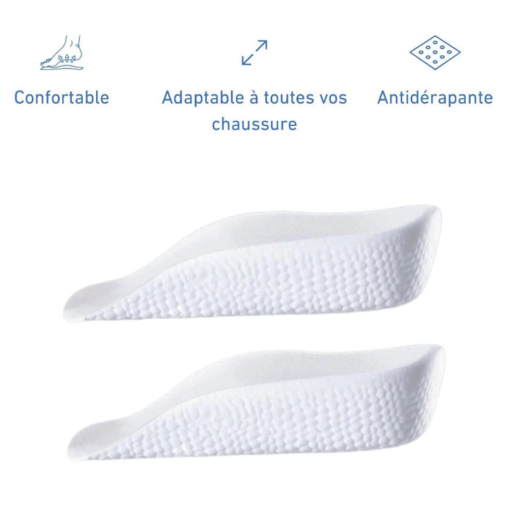 Talonnettes orthopédiques pour hommes, augmentent la grandeur et la confiance, discrètes et confortables.