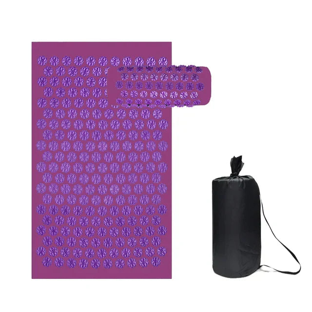 "Tapis acupression relaxant gris avec points d'acupression pour massage et bien-être, soulage stress et douleurs"