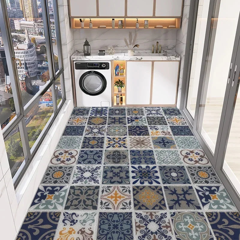 Tapis cuisine lavable antidérapant. Motif zellige, design élégant et fonctionnel.