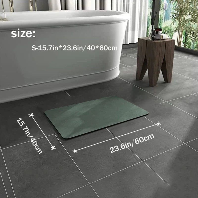 Tapis de bain diatomite antidérapant, séchage rapide.  Absorption optimale, design élégant.
