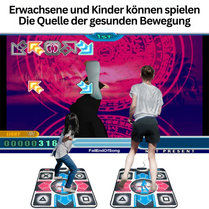 "Tapis de danse interactif coloré avec capteur, stimule le fitness ludique et la coordination musicale à domicile."