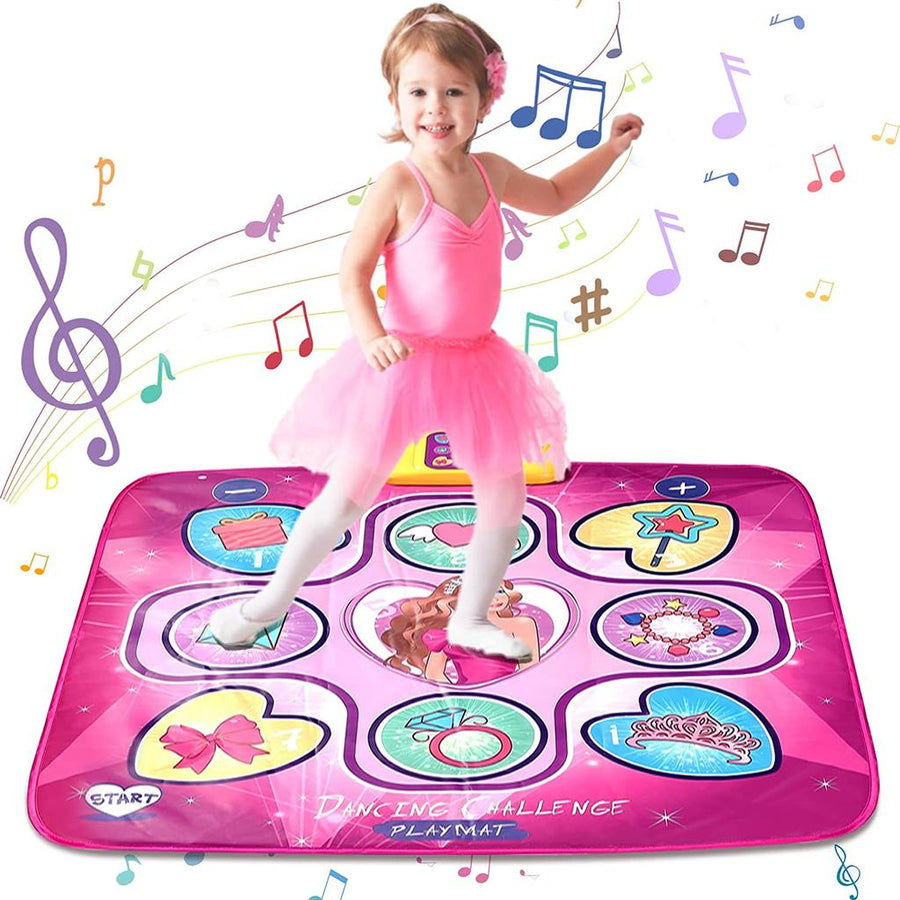 Tapis de danse interactif musical pour enfants, avec lumières et sons, encourageant l'activité physique et le jeu.