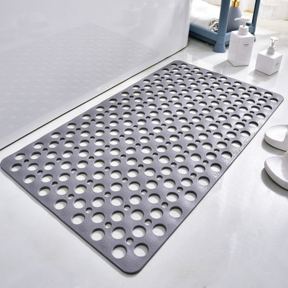 "Tapis de douche antidérapant PVC, bleu, texture à ventouses et surface drainante pour sécurité et confort dans la salle de b
