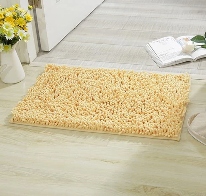 "Tapis microfibre ultra-absorbant pour chien, lavable, antidérapant, gris, idéal pour maison propre et sèche."