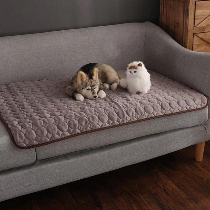 Tapis rafraîchissant pour chat, été, thermorégulateur. Confort optimal, chaleur absorbée.