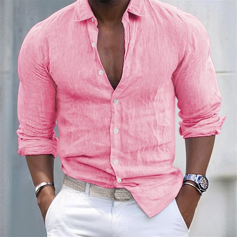 Camisa de lino para hombre - Verano - Ligera y transpirable