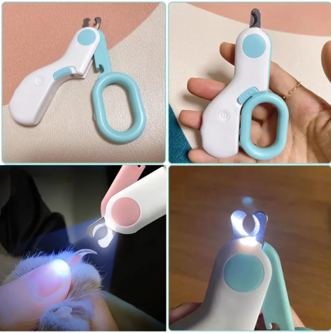 Tondeuse à griffes de chat ergonomique avec LED, design sécurisé pour coupe précise des griffes félines.