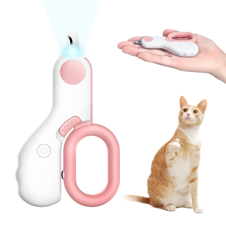 Tondeuse à griffes de chat ergonomique avec LED, design sécurisé pour coupe précise des griffes félines.