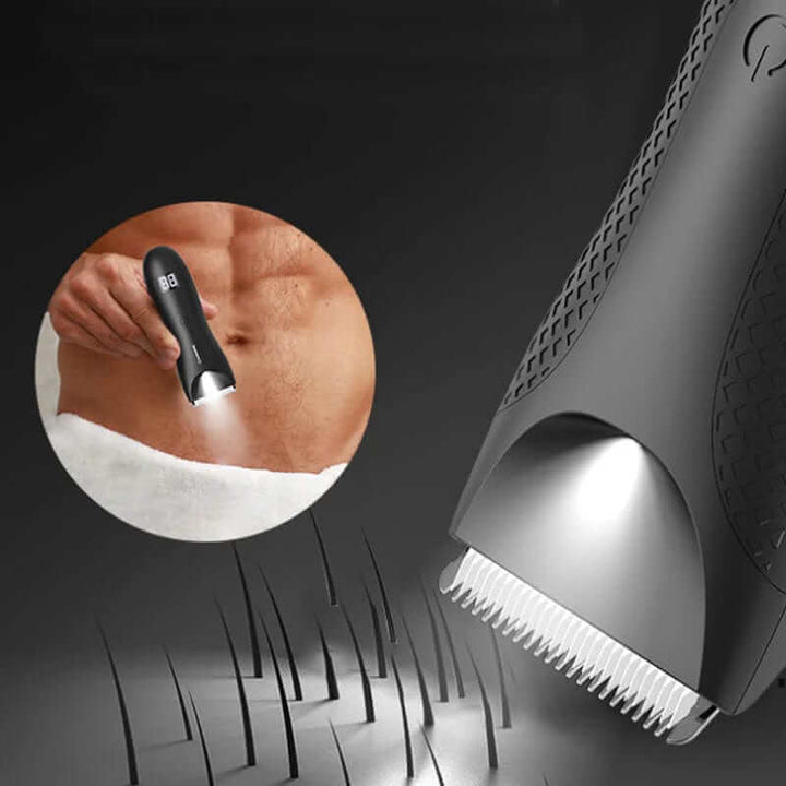"Tondeuse corps étanche pour hommes, design ergonomique et lames précises pour un rasage sous la douche."