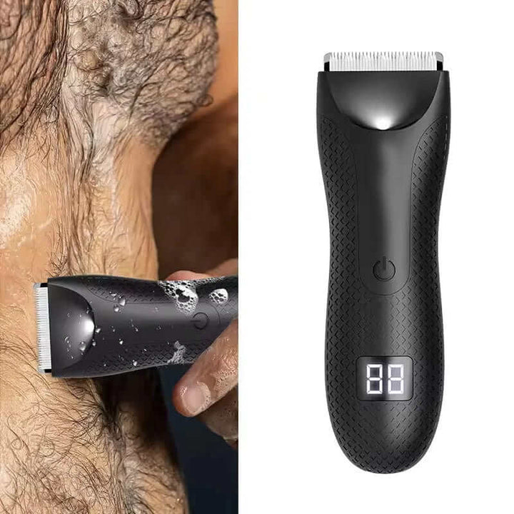"Tondeuse corps étanche pour hommes, design ergonomique et lames précises pour un rasage sous la douche."