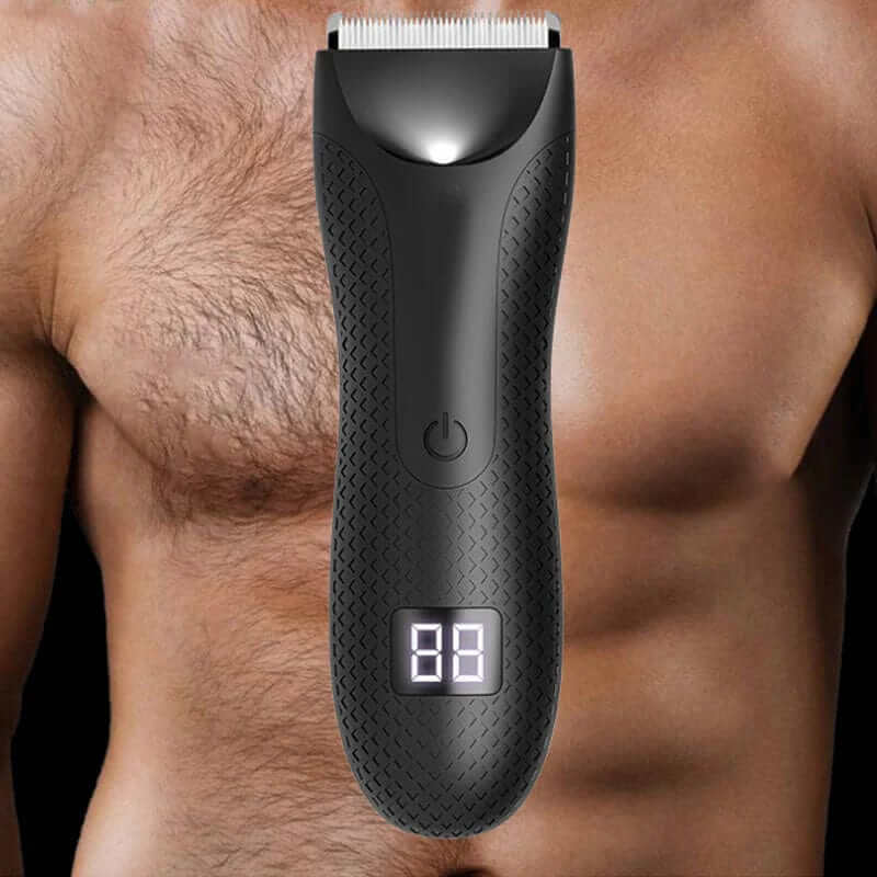 "Tondeuse corps étanche pour hommes, design ergonomique et lames précises pour un rasage sous la douche."