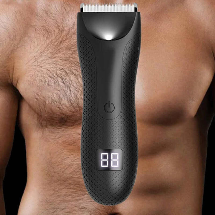 "Tondeuse corps étanche pour hommes, design ergonomique et lames précises pour un rasage sous la douche."
