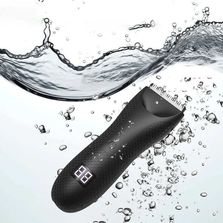 "Tondeuse corps étanche pour hommes, design ergonomique et lames précises pour un rasage sous la douche."