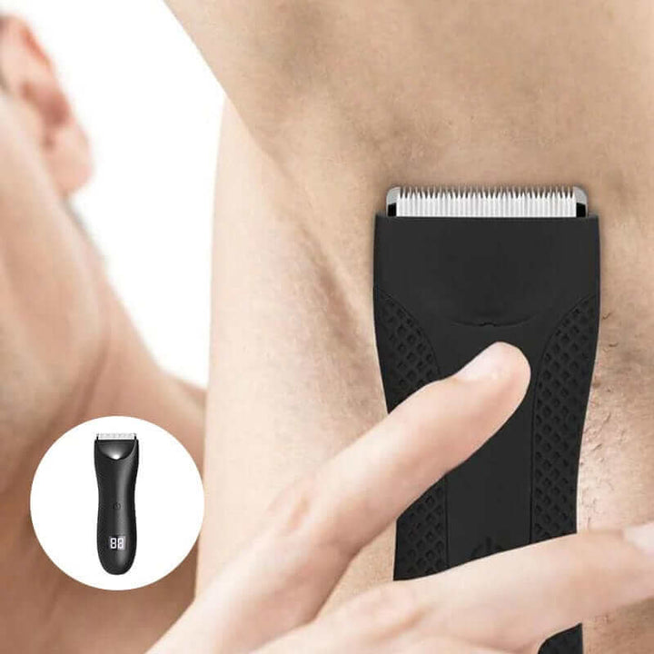 "Tondeuse corps étanche pour hommes, design ergonomique et lames précises pour un rasage sous la douche."