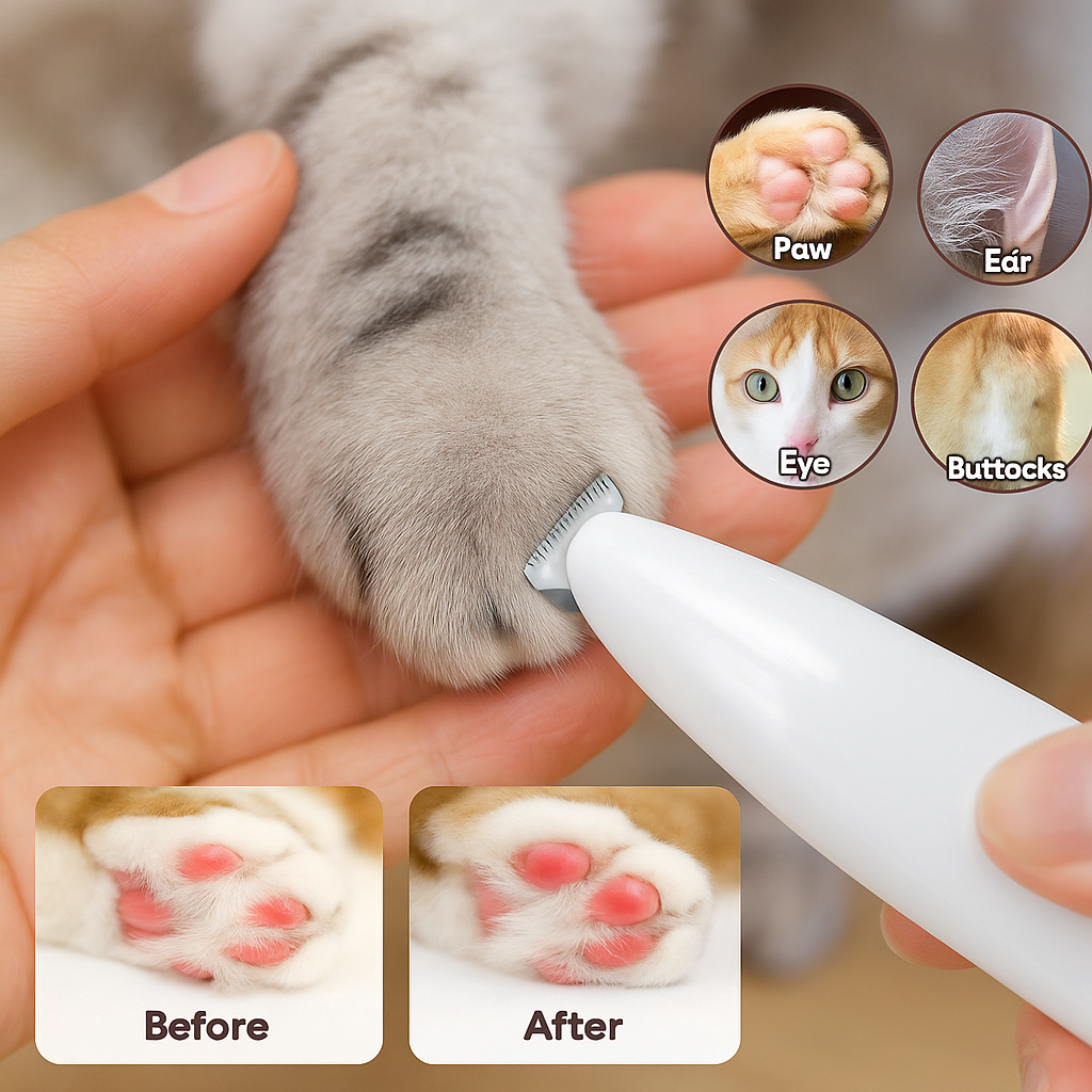 "Tondeuse étanche pour animaux avec LED et lame large en acier inoxydable, idéale pour le toilettage des zones délicates."