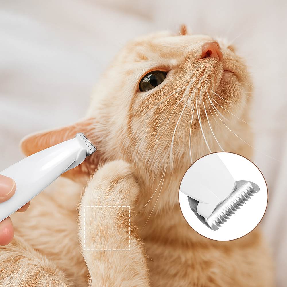 "Tondeuse étanche pour animaux avec LED et lame large en acier inoxydable, idéale pour le toilettage des zones délicates."
