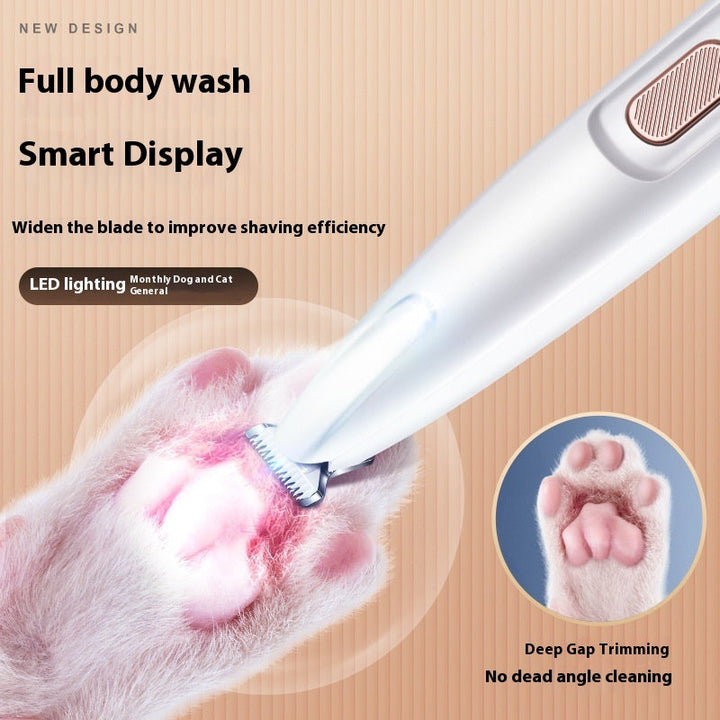 "Tondeuse étanche pour animaux avec LED et lame large en acier inoxydable, idéale pour le toilettage des zones délicates."