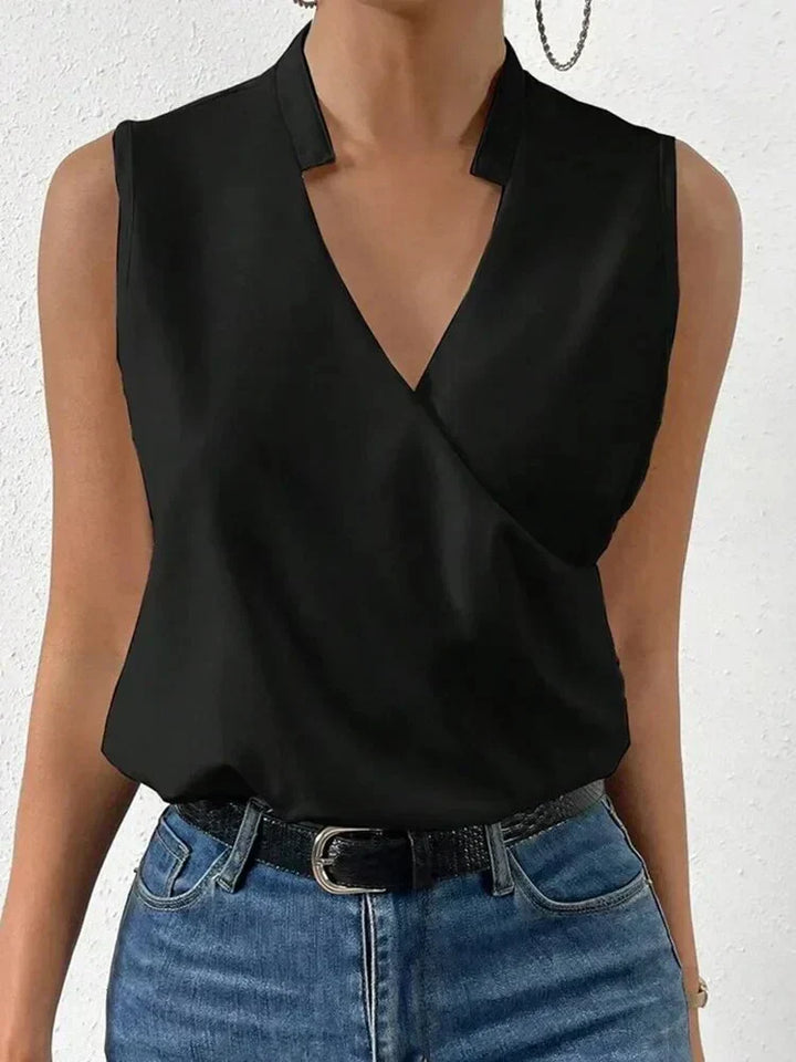Top été femme sans manches, col V.  Coupe chic et élégante, idéal pour l'été.