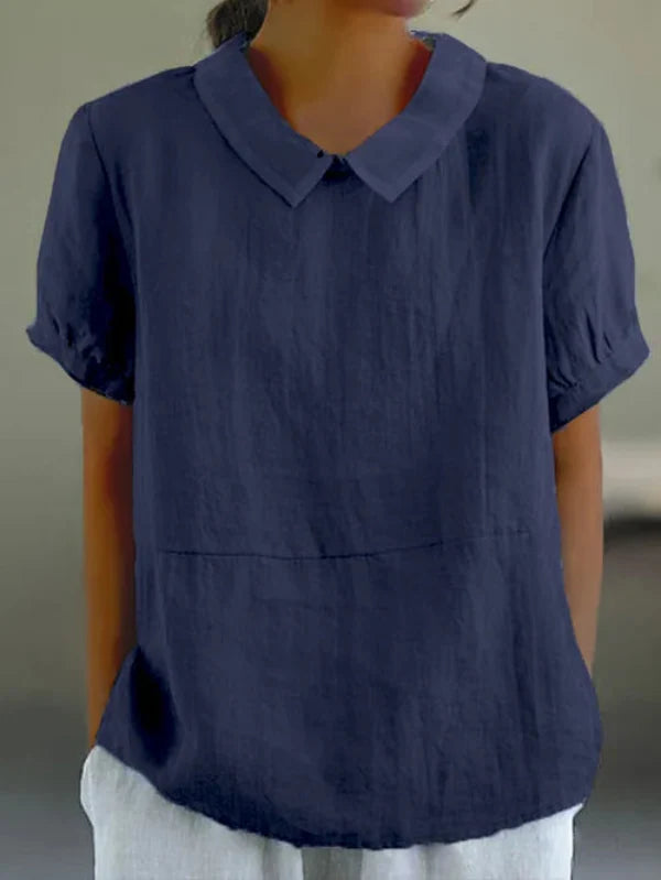 Top été lin coton, coupe élégante et confortable.  Tissu léger et fluide, idéal pour l'été.